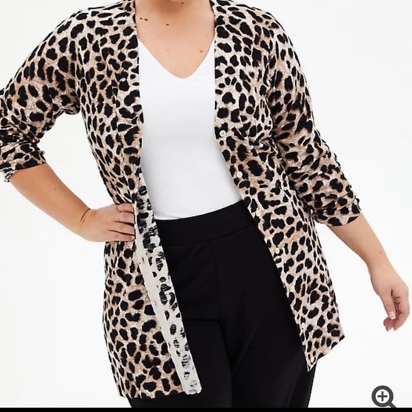 torrid Sweaters - Torrid leopard print boyfriend cardigan size 2